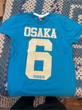 Superdry Osaka Graphic Tee in Bright Teal with Cream Print